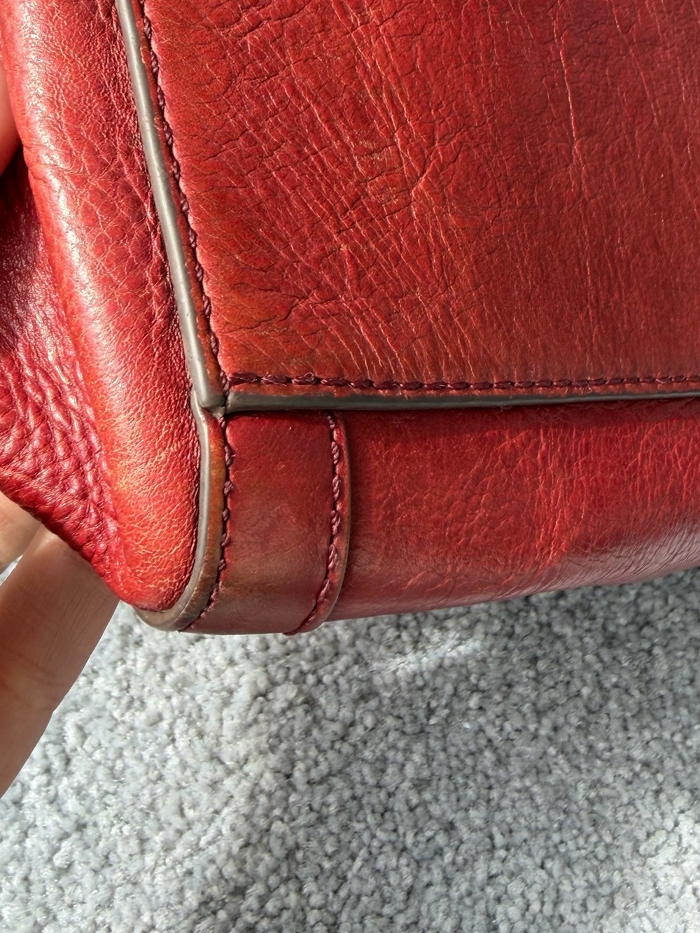 Fossil Red Leather Double-Handle Satchel - Picture 9 of 11